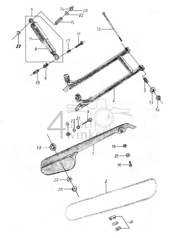 F7 - Chain Case - Rear Fork - Rear Cushion