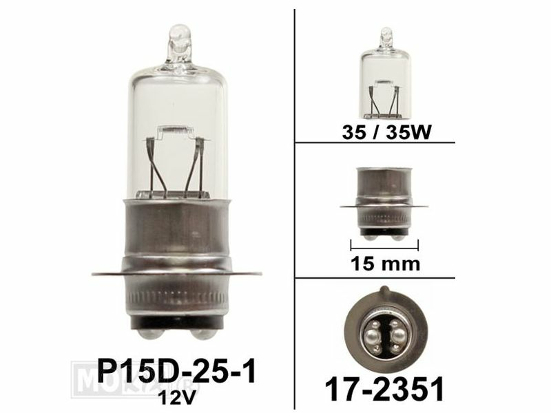 Bulb headlight P15d, dual, 12 volts, 35-35 watts, e.g. SS50 socket, halogen
