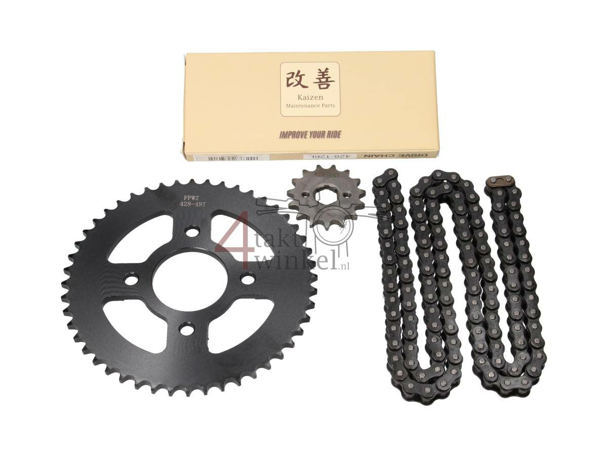 Sprockets and chain set, Mash Fifty, 15 - 48 (70cc, 85cc) 20mm shaft, A-quality