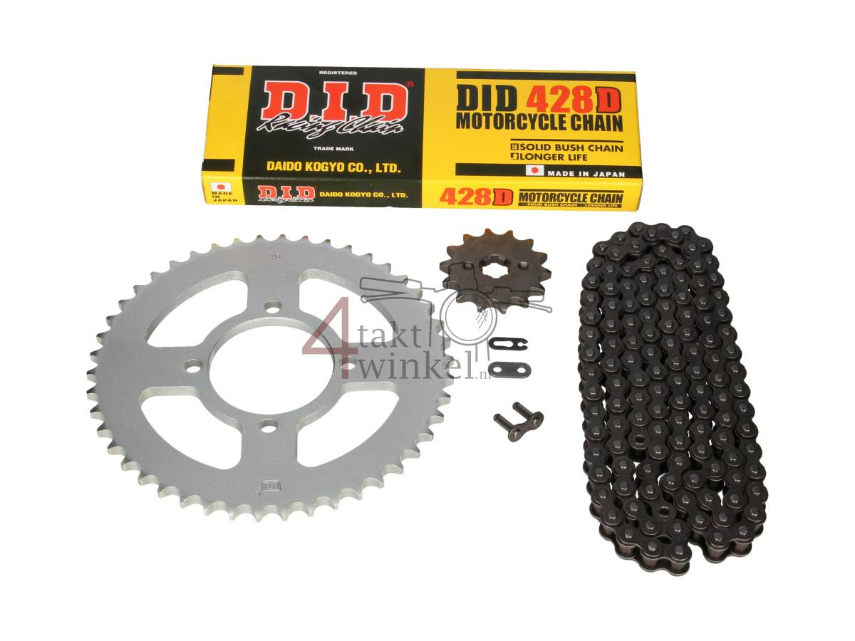 Sprockets and chain set, Hanway RAW50, Skyteam Classic, AGM Caferacer, 428, 14-46
