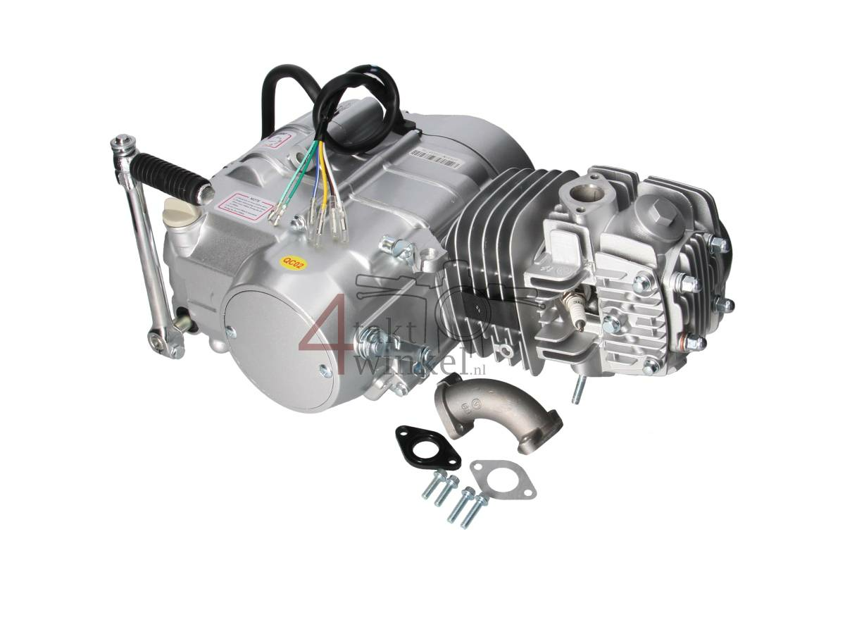 Engine, 125cc, manual clutch, Lifan, 4-speed, silver