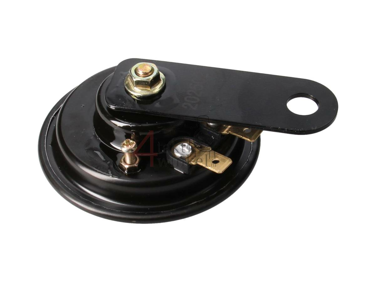 Horn 6 volt, universal bracket, black