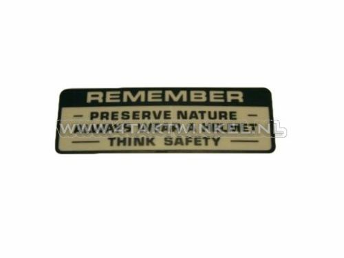 Sticker C50 handlebar "remember" black in 1 language, original Honda