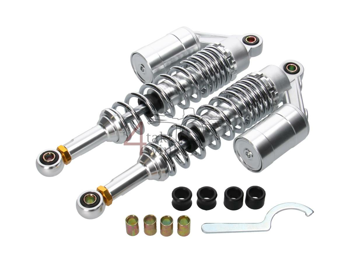 Shock absorber set 330mm gas damped, with pot, chrome