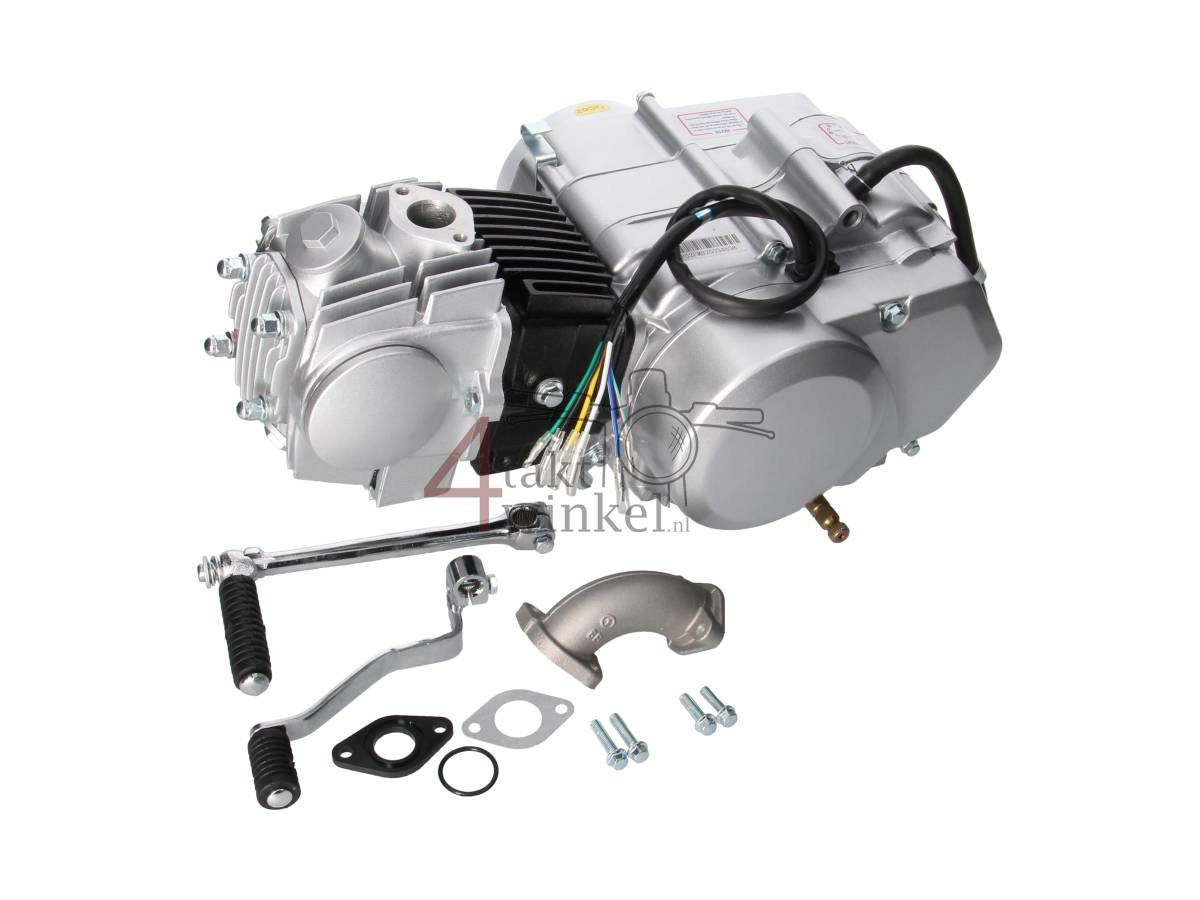 Engine, 107cc, semi-automatic, Lifan, 4-speed, silver