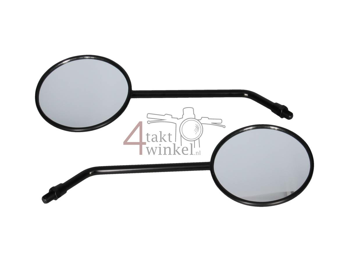 Mirror set, universal, m10 thread, round, black
