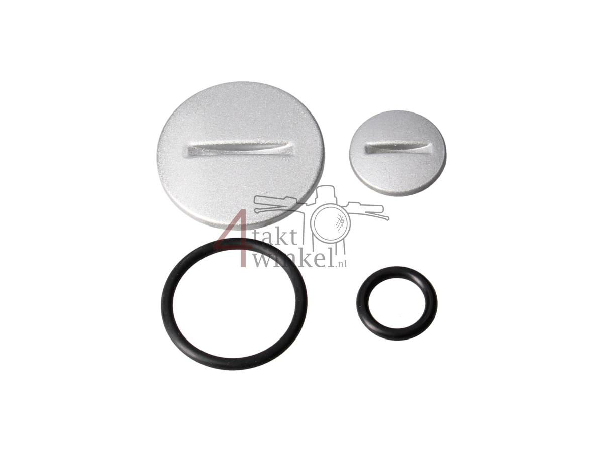 Ignition cover, inspection plugs set, silver