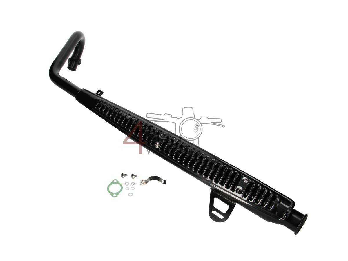 Exhaust tuning, up-swept, Trumpet, stainless steel, ST125 Dax, frame no. JB04xxxx, Black