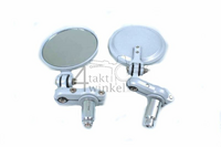 Mirror set, bar end, round, with supports, silver
