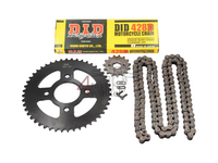 Sprockets and chain set, Mash X-ride 15 - 48, 70cc 85cc, black, 20mm shaft