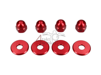Nut cap set, m10 x 1.25 + rings, aluminum red
