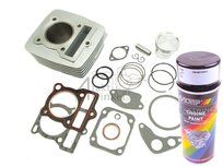 Cylinder kit, with piston &amp; gasket, 85cc, Mash, Orion, Zhenhua, including black spray can