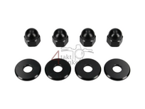 Nut cap set, m10 x 1.25 + rings, aluminum black