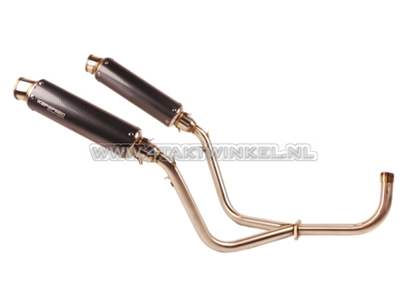 Exhaust tuning, down swept, double, basic, carbon, Kepspeed - 4taktwinkel.nl