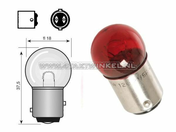 Rear bulb duplo BAY15D, 6 volts, 21-5 watts, small bulb, red