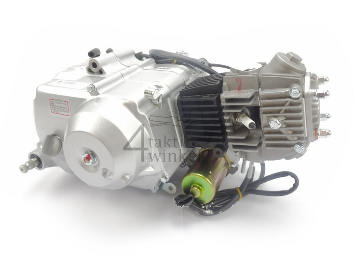 Engine, 50cc, semi-automatic, Lifan, 4-speed, starter motor, silver