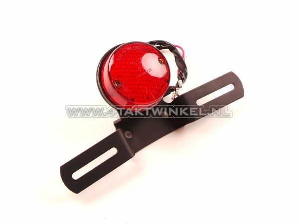 Taillight single 60mm round, LED, red glass, E-mark