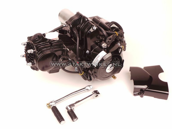 Engine, 50cc, manual clutch, Lifan, 4-speed, top starter motor, black
