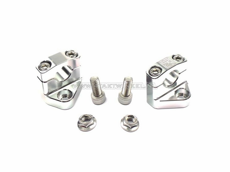 Handlebar clamps / risers, universal, with offset, silver, Kepspeed