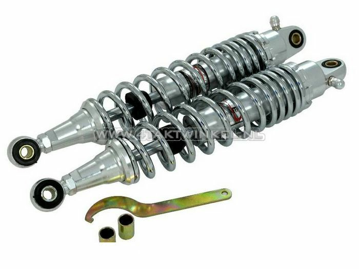 Shock absorber set 350mm gas damped, chrome