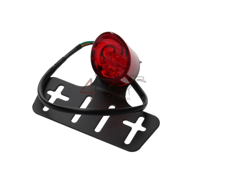 Taillight single round, LED, red glass