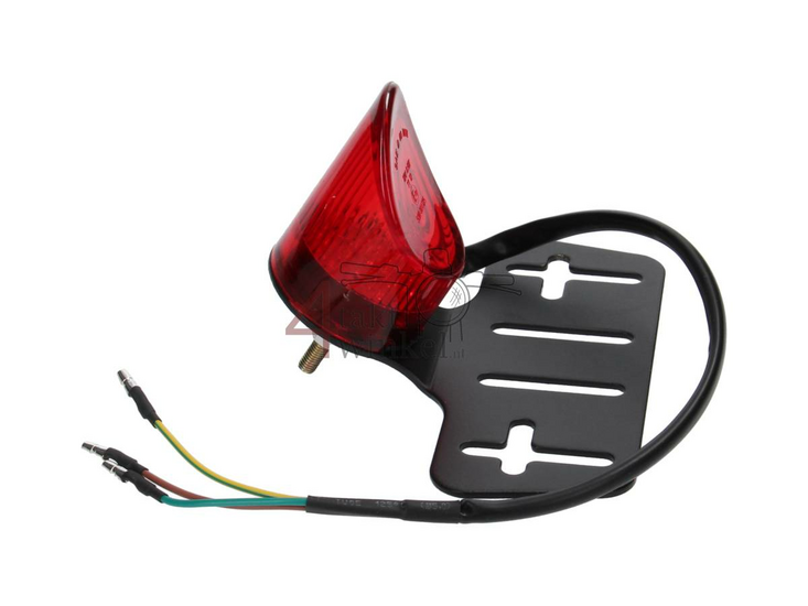 Taillight single round, LED, red glass