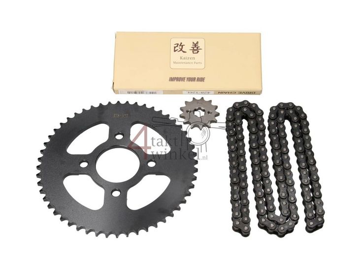 Sprockets and chain set, Mash Fifty, 13 - 52, black, 17mm shaft, A-quality