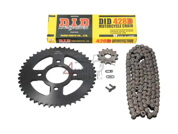Sprockets and chain set, Mash Fifty, 13 - 48 (50cc, 70cc), 17mm shaft