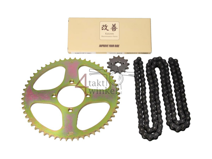 Sprockets and chain set, Hanway RAW50, AGM Caferacer, 428, 13-56, A-quality