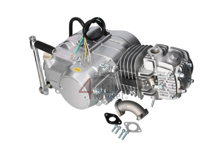 Engine, 125cc, manual clutch, Lifan, 4-speed, silver