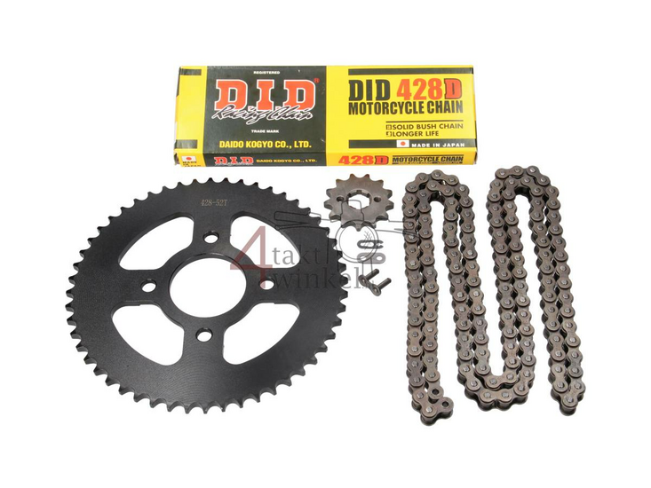 Sprockets and chain set, Mash X-ride 14 - 52, black, 20mm shaft