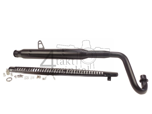 Exhaust tuning, up-swept, Trumpet, stainless steel, ST125 Dax, frame no. JB04xxxx, Black