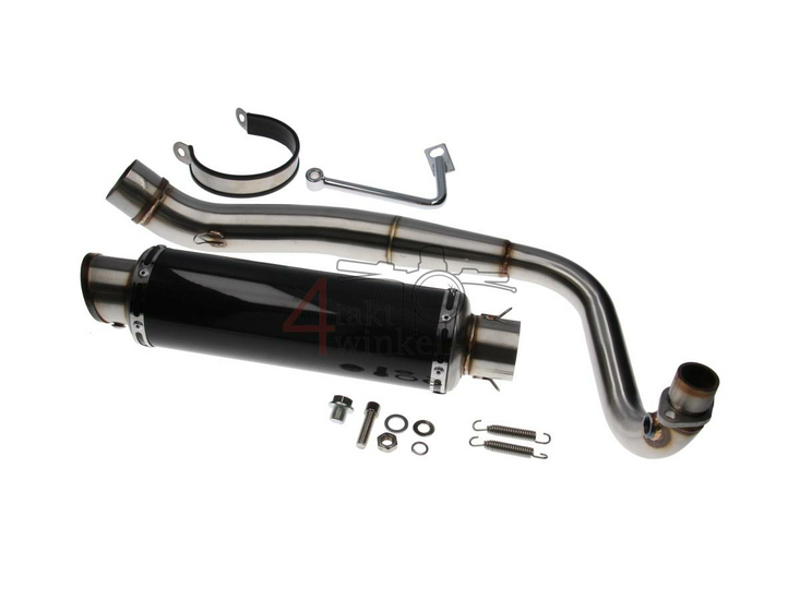 Exhaust tuning, down swept, single, Kepspeed, stainless steel, carbon, GP-1, euro 4