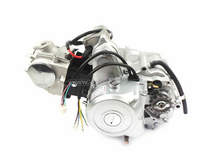 Engine, 70cc, manual clutch, 4-speed, top starter motor, silver