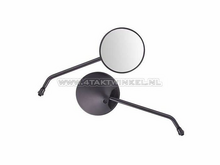 Mirror set, universal, m10 thread, round, black