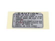 Label, air cleaner caution, OEM Honda