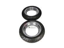 Rim Dax 10&quot; steel, set of 2, with new tires, 2.50 and 3.00, chrome, 2nd chance product