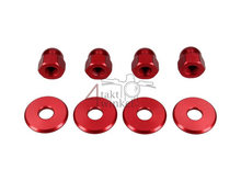 Nut cap set, m10 x 1.25 + rings, aluminum red