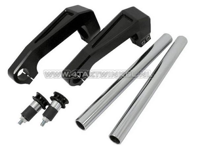 Handlebar aluminum, fork mounting, Dax, Monkey, 26mm, black