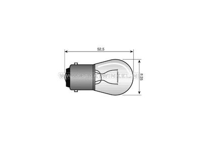 Bulb BA15-S, single, 12 volt, 15 watt medium-sized bulb