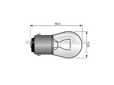Bulb BA15-S, single, 12 volt, 18 watt medium bulb