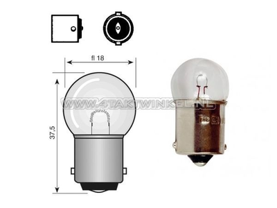 Bulb BA15-S, single, 12 volt, 10 watt small bulb