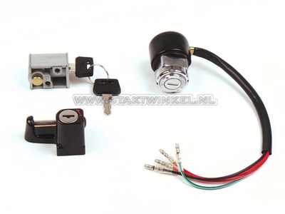 Ignition lock set, SS50, CD50, Dax OT, with steering lock & helmet lock, aftermarket