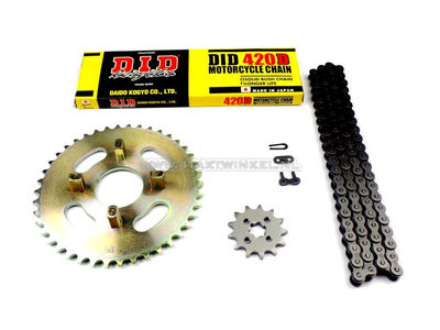 Sprockets and chain set standard +1, DID, fits SS50