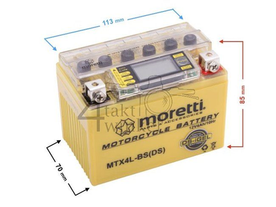 Battery 12 volt 4 ampere gel / AGM, MTX4L-BS, with volt indicator