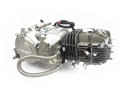 Engine, 125cc, manual clutch, Zongshen, 4-speed, silver