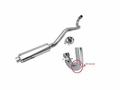 Exhaust tuning, up swept, NHRC N-0130a, aluminum, Euro-4