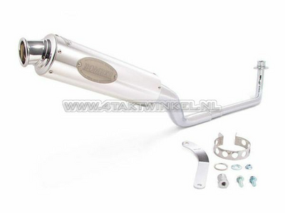 Exhaust tuning, down swept, single, Takegawa Bomber for C50, Chrome