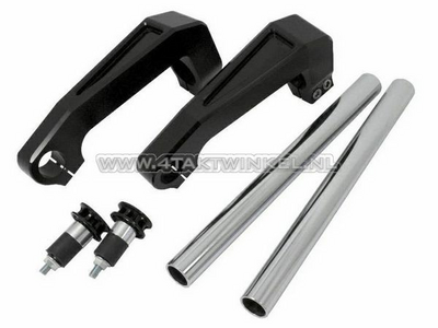 Handlebar aluminum, fork mounting, Dax, Monkey, 30mm, black