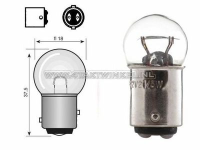 Rear bulb duplo BAY15D, 6 volts, 18-5 watts, small bulb